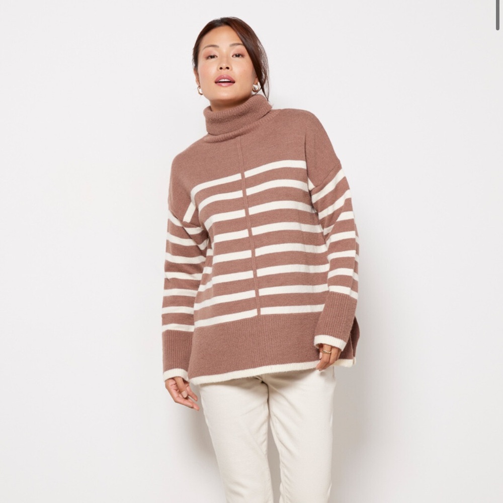 Line And Dot Stripe‎ Turtleneck Pullover NWT